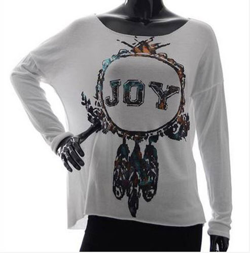 Italy Mode Shirt Material Mix Joy Schriftprint